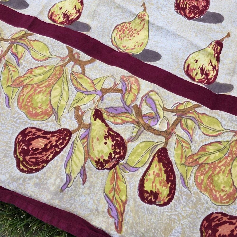 COULEUR NATURE BRUNO‎ LAMY Hand Made Pear COTTON TABLECLOTH 59 X 59 Square Fall